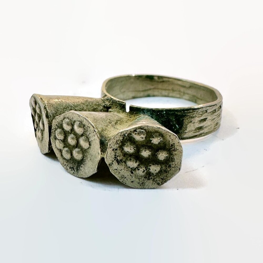 Afghan Ring, Cone, Middle Eastern, Vintage, Size 7 1/4, Heavy Patina, Old